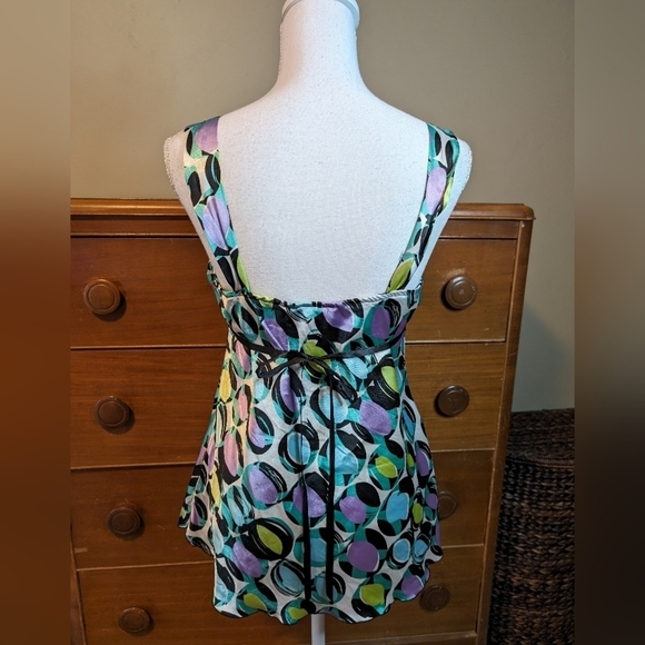 Vintage Byer IZ California Silky Geometric Baby-doll Tank SZ L - Picture 4 of 13